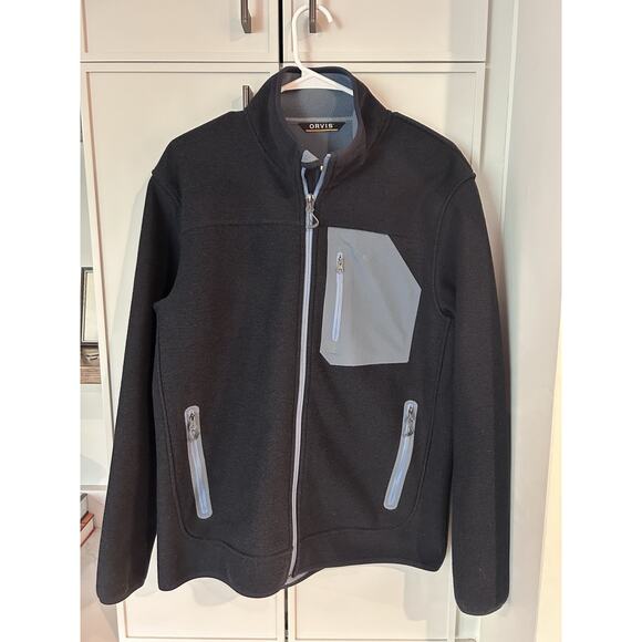 ORVIS FULL ZIP OUTDOOR PERFORMANCE‎ JACKET MEN SZ LARGE FLEECE WINDPROOF NAVY. - Picture 1 of 11